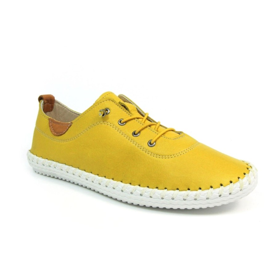 Lunar Lunar | St Ives Leather Plimsoll | Yellow | Trainers