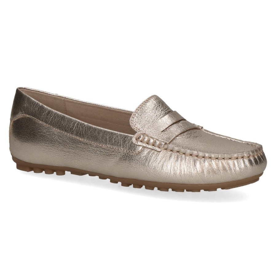 Caprice Caprice Metallic Loafer 24651 | Platinum | Brogues And Loafers