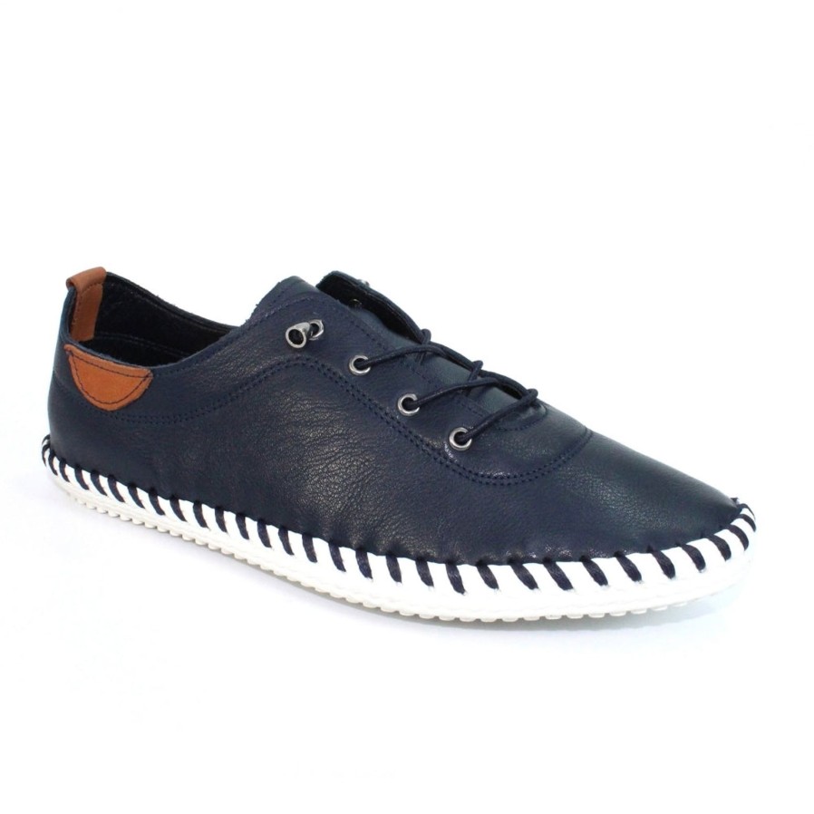 Lunar Lunar | St Ives Leather Plimsoll | Navy | Trainers